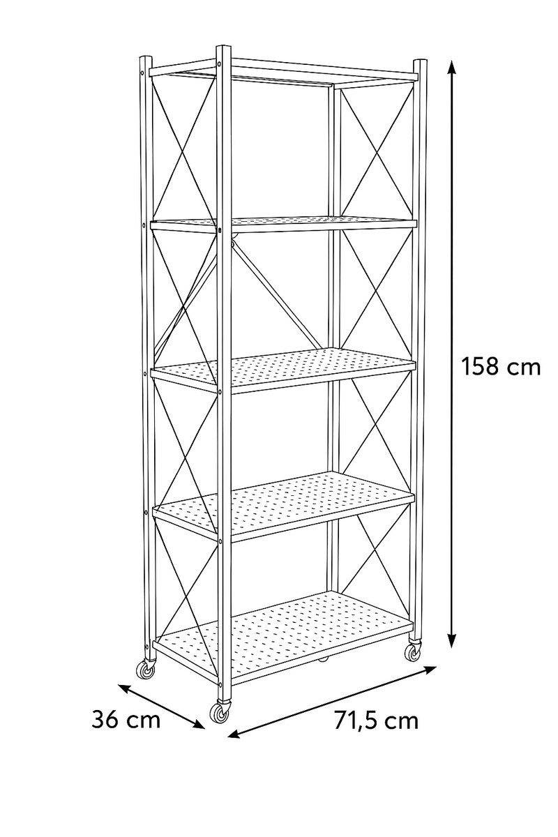 Regał Belivio SIMON Black 5-poziomowy