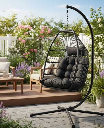 Fotel wiszący Belivio FLORES grafitowy