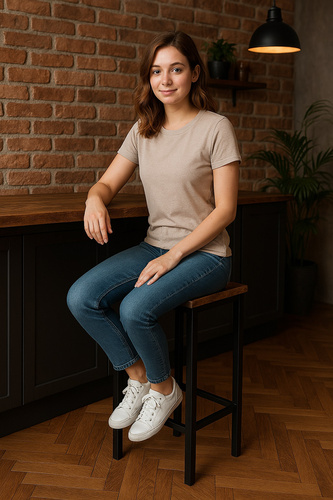 Stołek barowy Belivio PAX BLACK RUSTICAL OAK