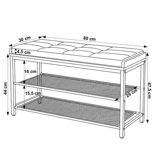Półka na buty z siedziskiem Belivio NELLY Rustical Oak