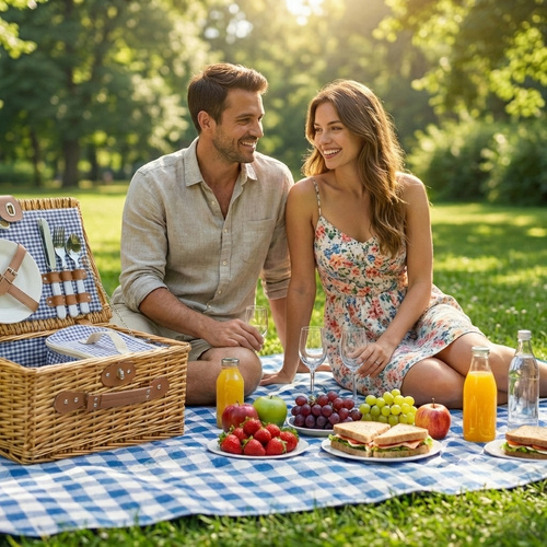 Wiklinowy kosz piknikowy 2-osobowy Belivio SALVIA