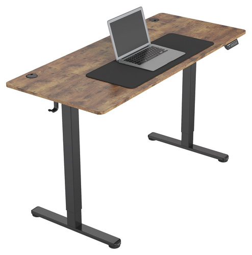 Biurko elektryczne 140x60 cm Zyonix FLUX Black Rustical Oak