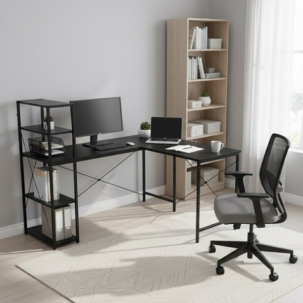 Duże biurko narożne Belivio ALEX Black