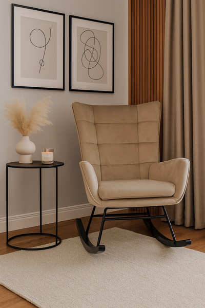 Fotel bujany Belivio BOLZANO beżowy