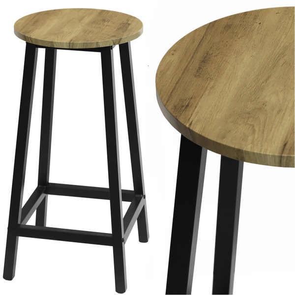 Stołek barowy Belivio TONO BLACK ROYAL OAK