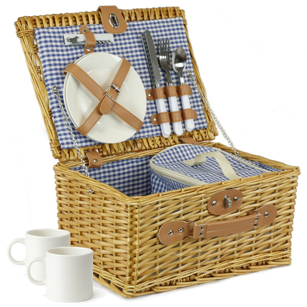 Wiklinowy kosz piknikowy 2-osobowy Belivio SALVIA