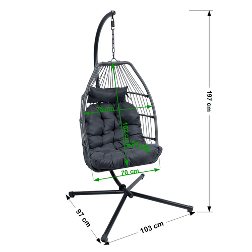 Fotel wiszący Belivio FLORES grafitowy