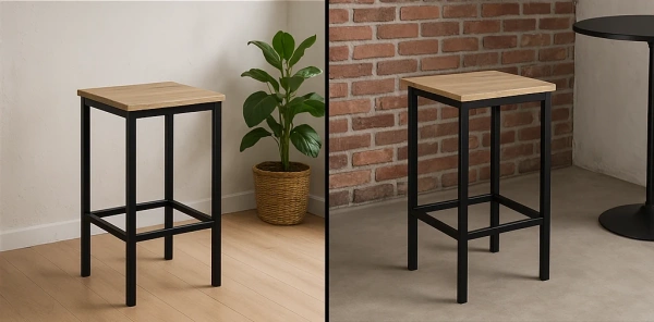 Zestaw dwóch stołków barowych Belivio PAX ROYAL OAK