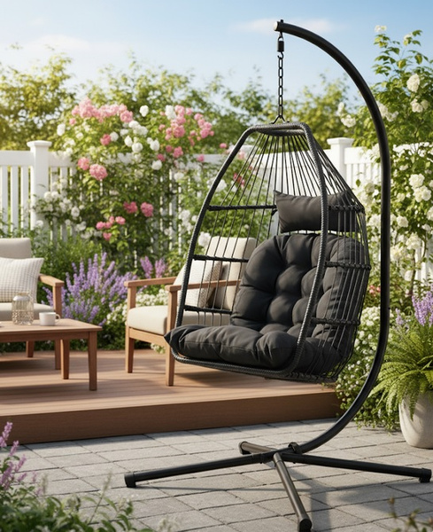 Fotel wiszący Belivio FLORES grafitowy