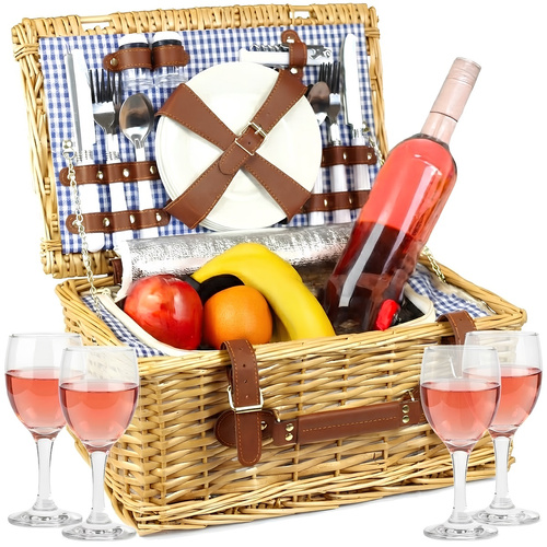 Wiklinowy kosz piknikowy 4-osobowy Belivio MALVA