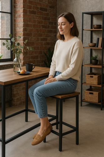 Zestaw dwóch stołków barowych Belivio PAX RUSTICAL OAK