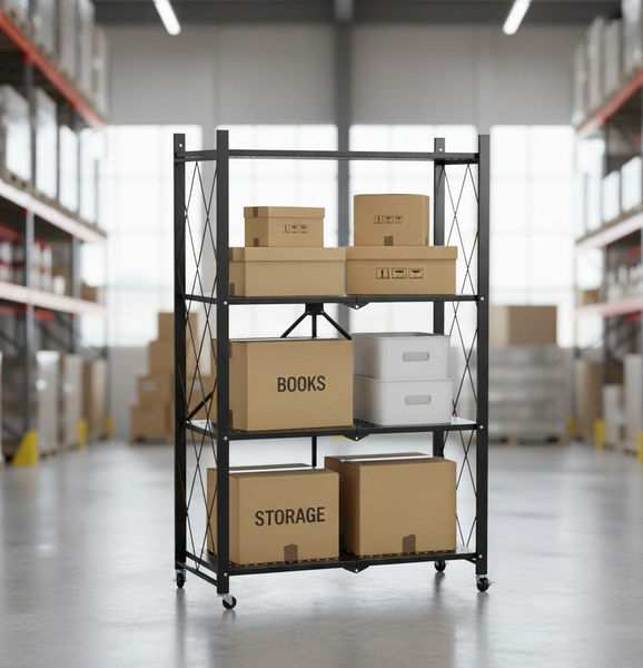 Regał Belivio SIMON Black 4-poziomowy