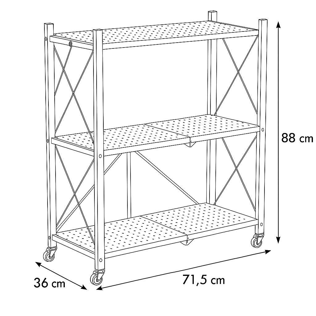 Regał Belivio SIMON Black 3-poziomowy