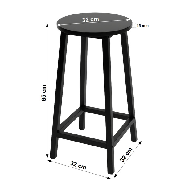 Stołek barowy Belivio TONO SOLID BLACK