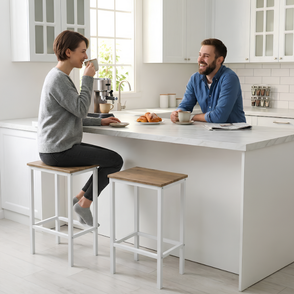 Stołek barowy Belivio PAX WHITE ROYAL OAK