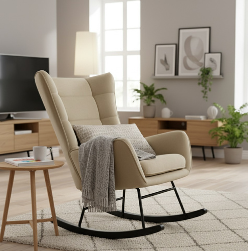 Fotel bujany Belivio BOLZANO beżowy