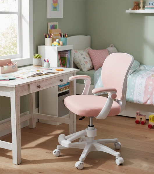 Fotel obrotowy Belivio ELMO różowy