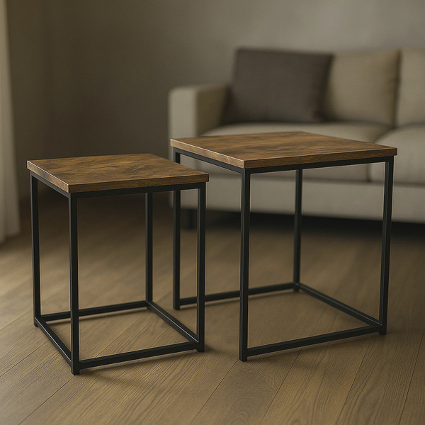 Zestaw stolików Belivio VERSO RUSTICAL OAK