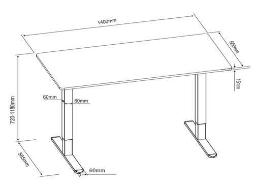 Biurko elektryczne 140x60 cm Zyonix FLUX Black Rustical Oak