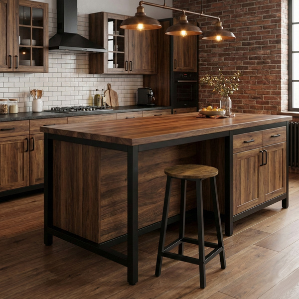 Stołek barowy Belivio TONO BLACK RUSTICAL OAK