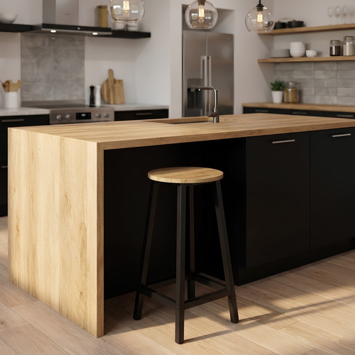 Stołek barowy Belivio TONO BLACK ROYAL OAK