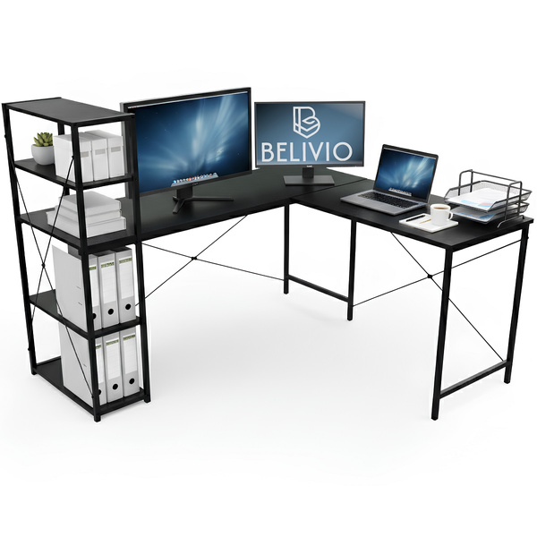Duże biurko narożne Belivio ALEX Black