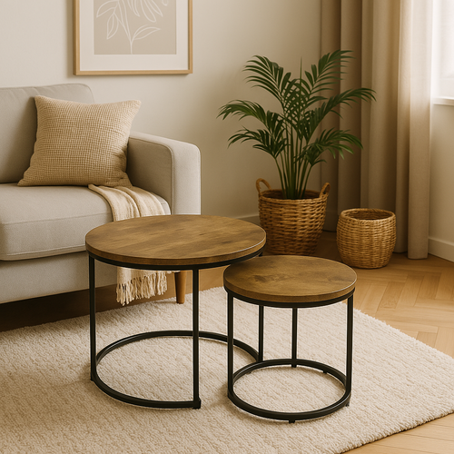 Zestaw stolików Belivio MOCCA RUSTICAL OAK