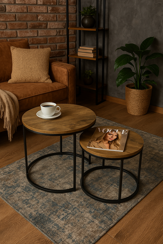 Zestaw stolików Belivio MOCCA RUSTICAL OAK