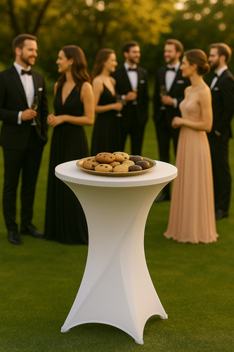 Pokrowiec/obrus na stoł koktajlowy BELIVIO WESTA WHITE