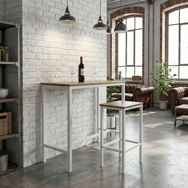 Stołek barowy Belivio PAX WHITE ROYAL OAK