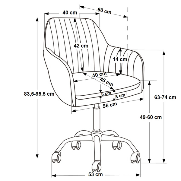 Fotel obrotowy Belivio SIENA grafitowy