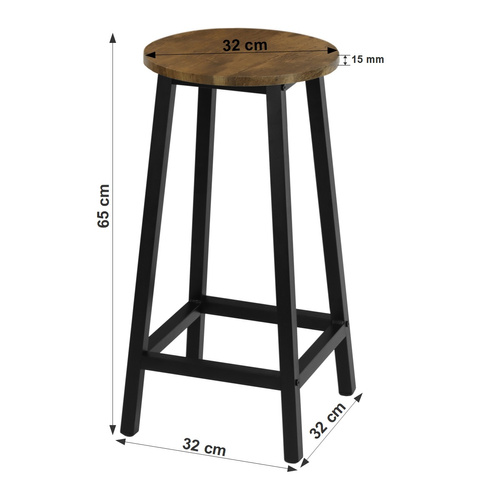 Stołek barowy Belivio TONO BLACK RUSTICAL OAK