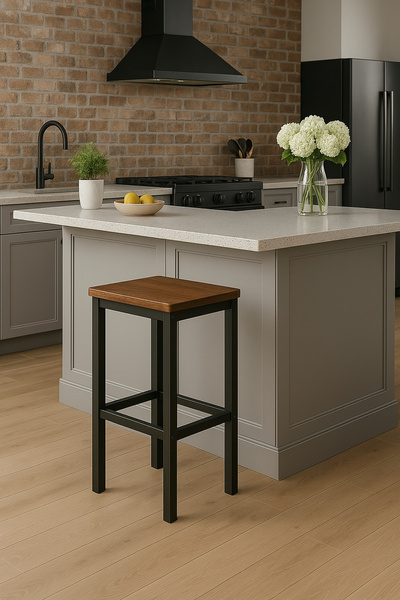 Stołek barowy Belivio PAX BLACK RUSTICAL OAK