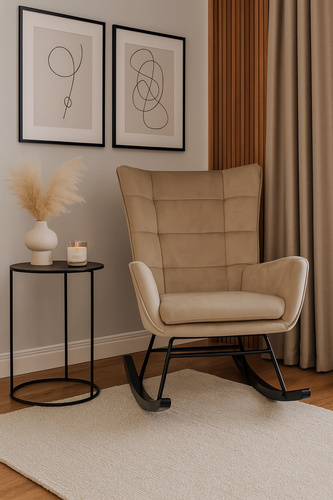 Fotel bujany Belivio BOLZANO beżowy