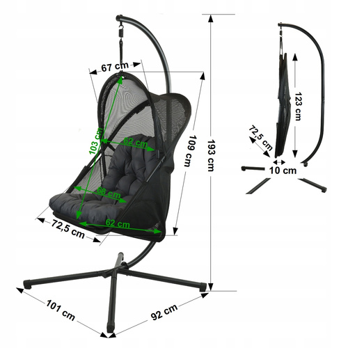 Fotel wiszący Belivio MORENO Black