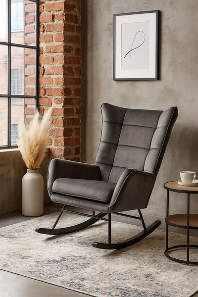 Fotel bujany Belivio BOLZANO grafitowy