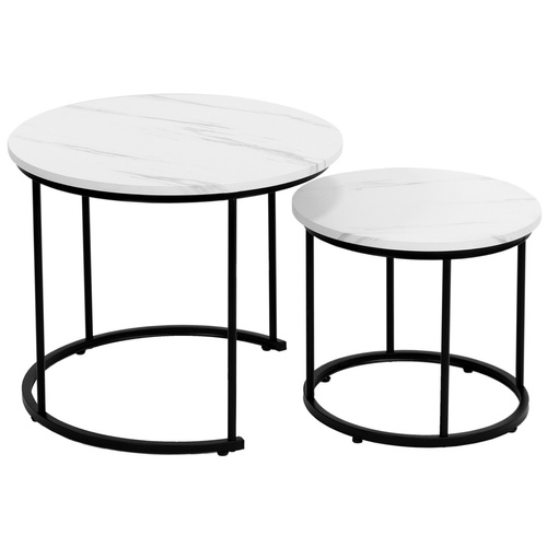 Zestaw stolików Belivio MOCCA White Marble