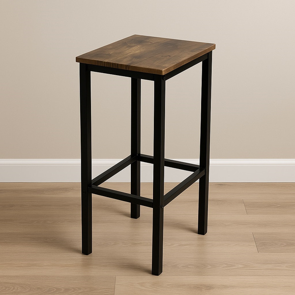 Stołek barowy Belivio PAX BLACK RUSTICAL OAK