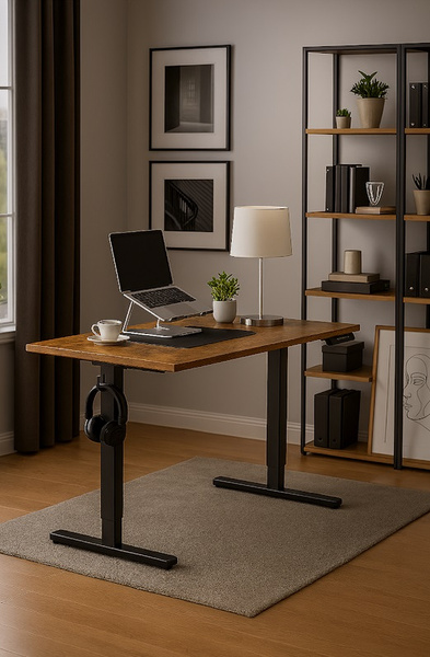 Biurko elektryczne 120x60 cm Zyonix TEVON Black Rustical Oak