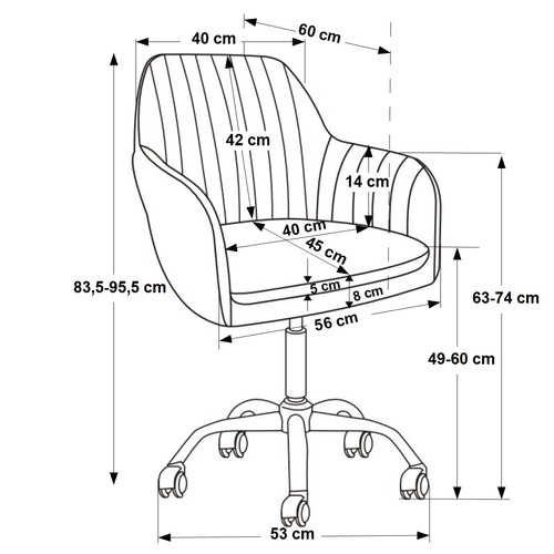 Fotel obrotowy Belivio SIENA grafitowy