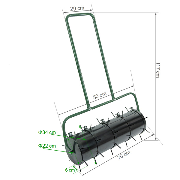 Walec ogrodowy Werkstar ROSARIO z akcesoryjnymi kolcami do aeracji