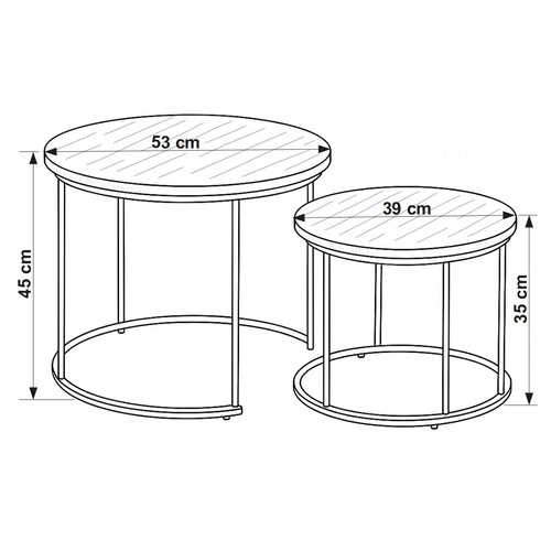 Zestaw stolików Belivio MOCCA ROYAL OAK