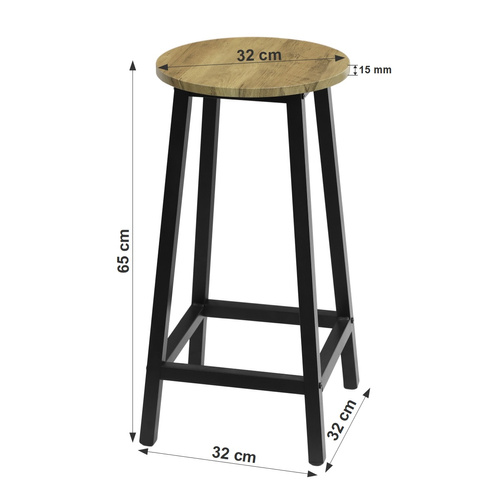 Stołek barowy Belivio TONO BLACK ROYAL OAK