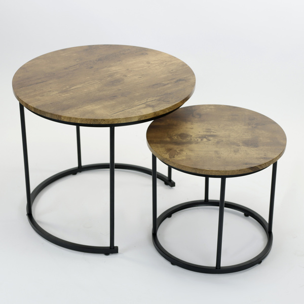 Zestaw stolików Belivio MOCCA RUSTICAL OAK