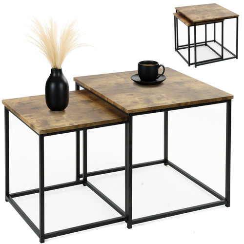 Zestaw stolików Belivio VERSO RUSTICAL OAK