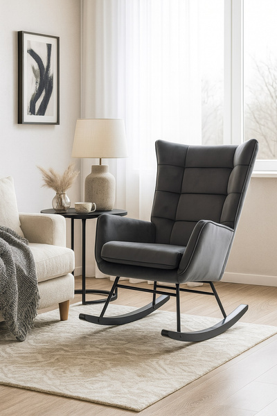 Fotel bujany Belivio BOLZANO grafitowy