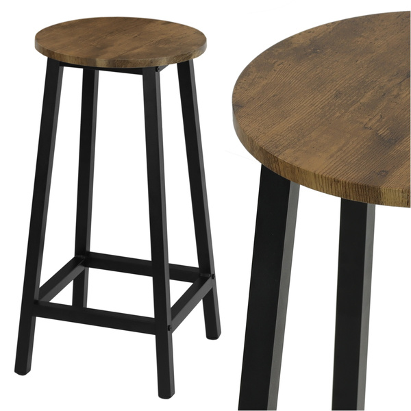 Stołek barowy Belivio TONO BLACK RUSTICAL OAK