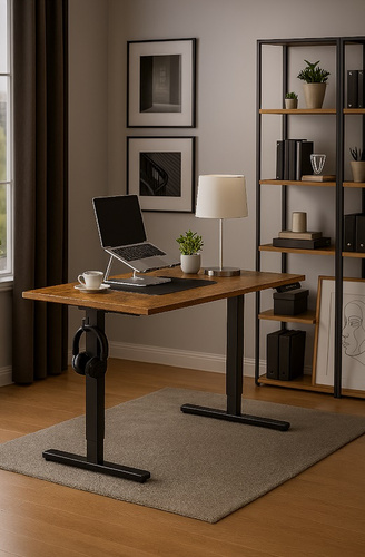 Biurko elektryczne 120x60 cm Zyonix TEVON Black Rustical Oak