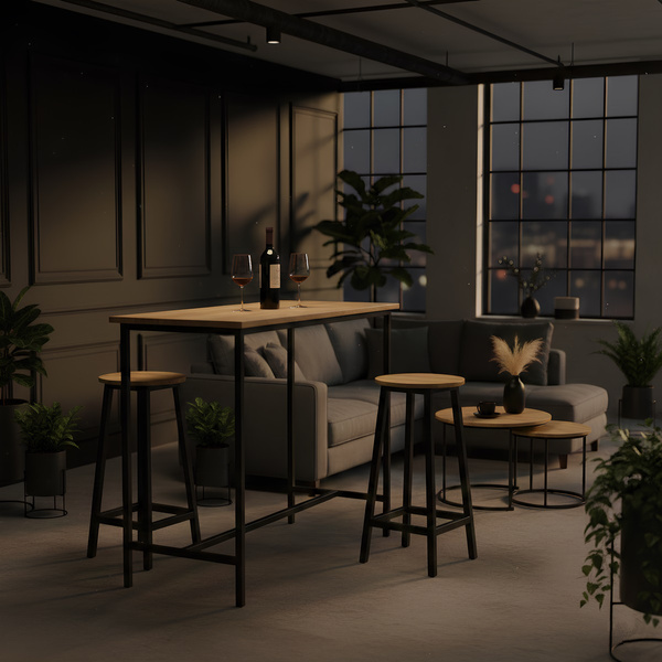 Stołek barowy Belivio TONO BLACK ROYAL OAK