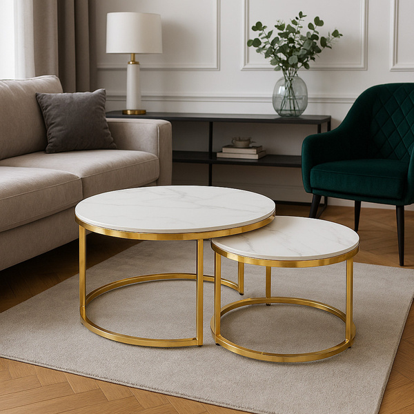 Zestaw stolików Belivio LUNA GOLD